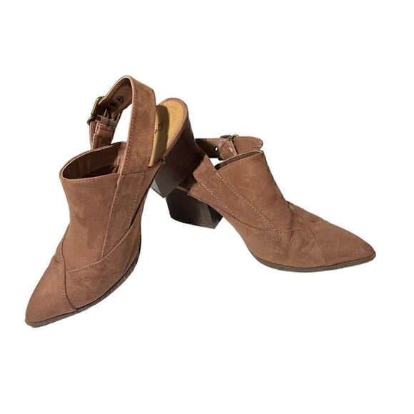 Qupid Nava Women's Slingback Pointed Toe Western Mules Brown Mocha Mauve Size 8 - Picture 2 of 16